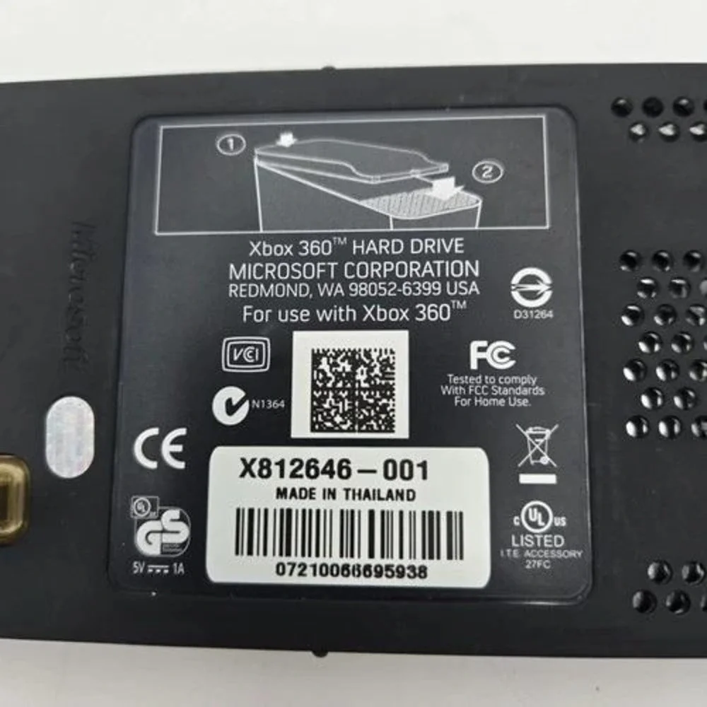 Microsoft Xbox 360 Hard Drive 120GB Black OEM External HDD X812646-001‎